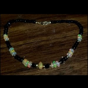 14k Yellow Gold Ethiopian Opal & Onyx Bracelet